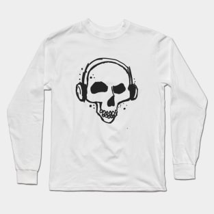 New School Skull With Headphones Original Art Long Sleeve T-Shirt